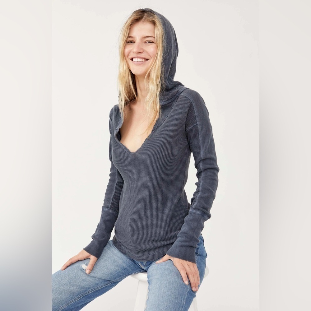 Free People NWT Margo Essential Hoodie Outerspace Dark Blue Size XS 🪼